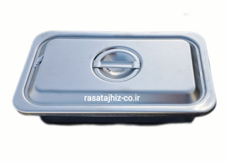 دیش پزشکی درب دار سایز ۲۲ تمام استیل درجه یک